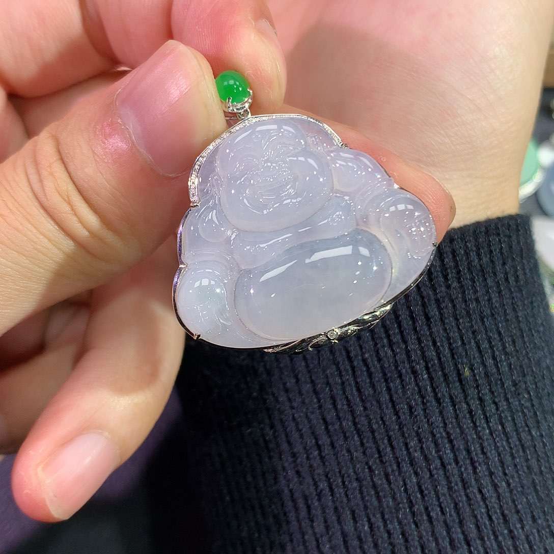 翡翠吊坠(赠链)18K金镶嵌