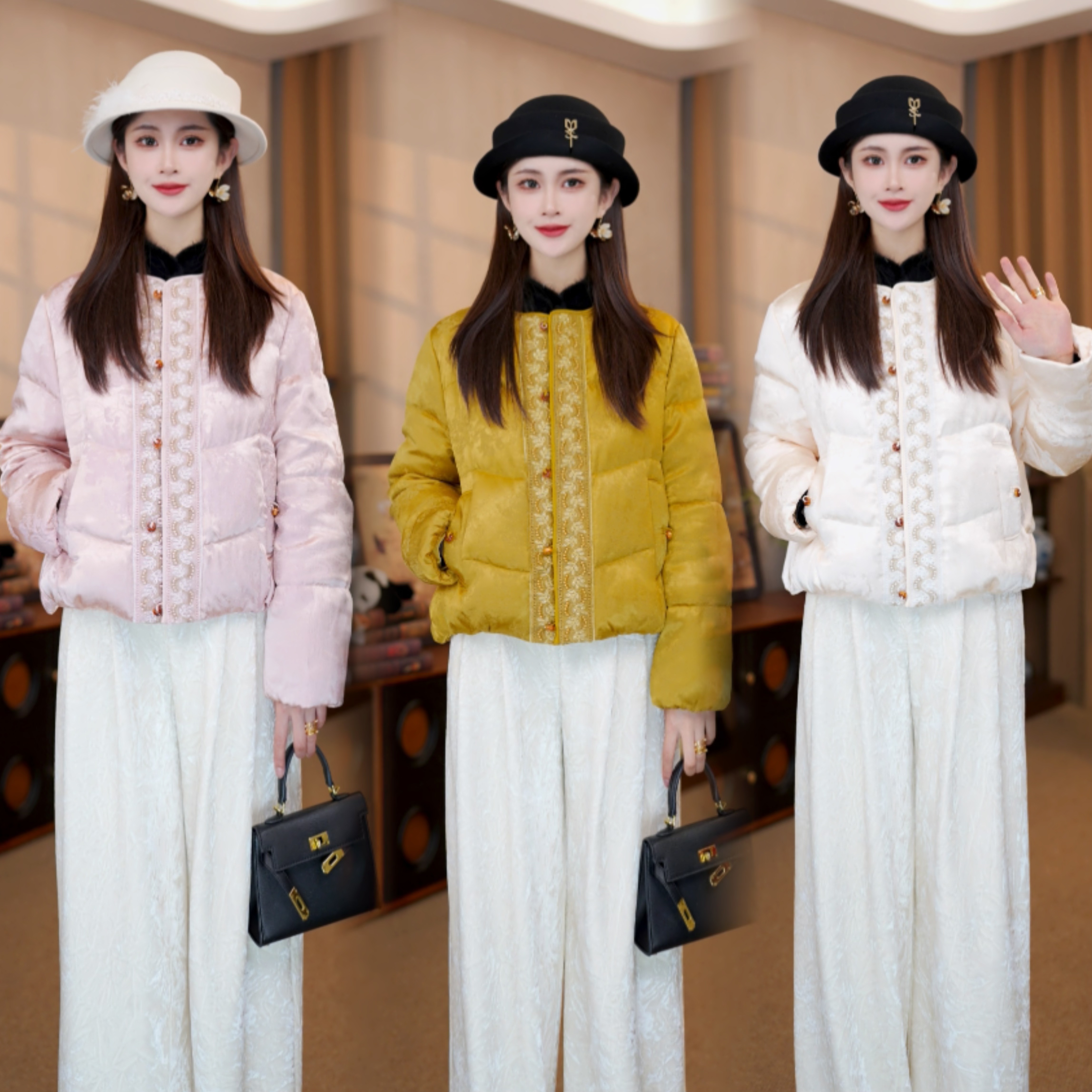 【穗禾】新中式国风90白鸭绒羽绒服女冬季厚外套G9032