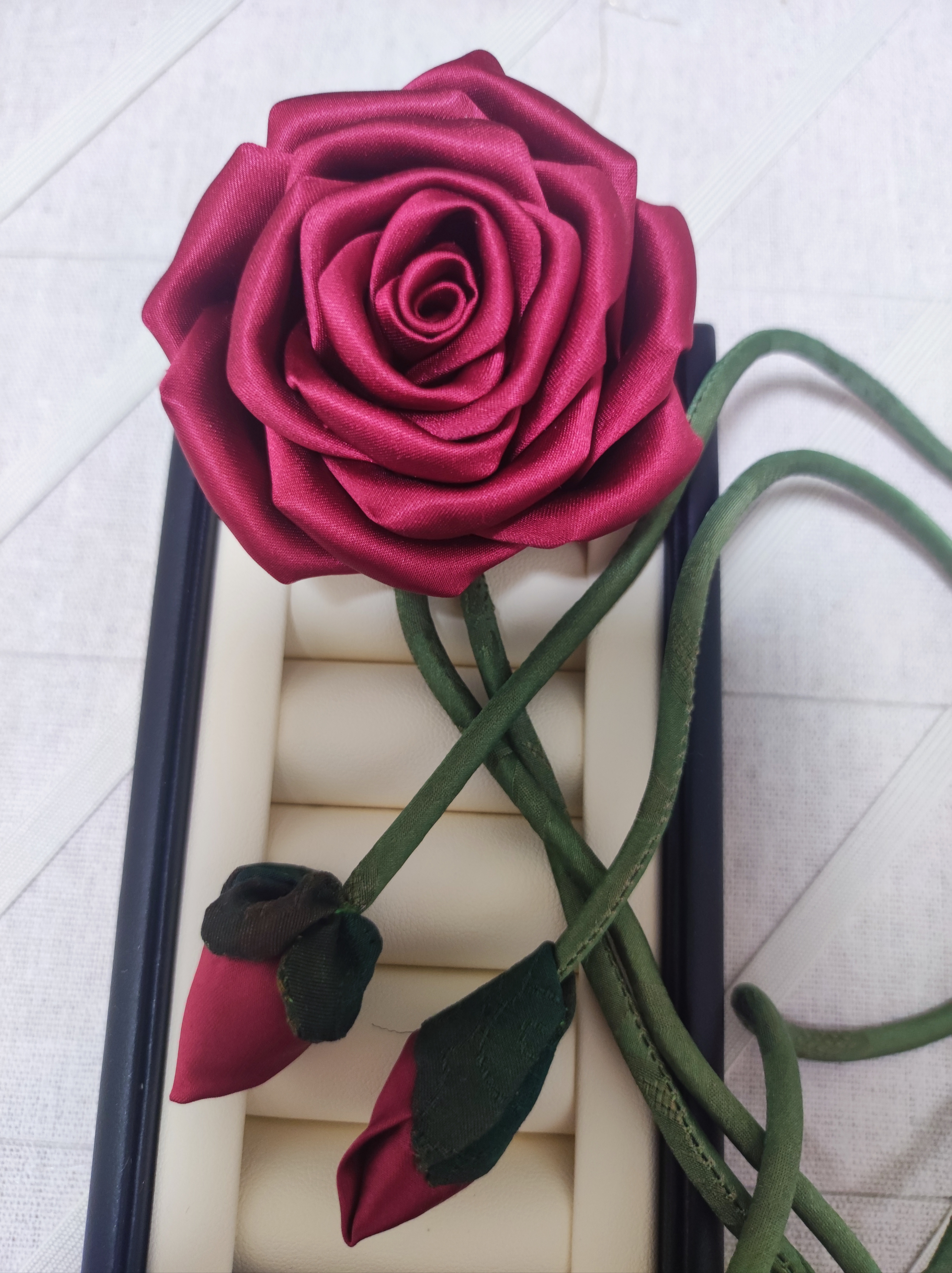 铜合金涤纶项链 真丝布艺玫瑰花项链