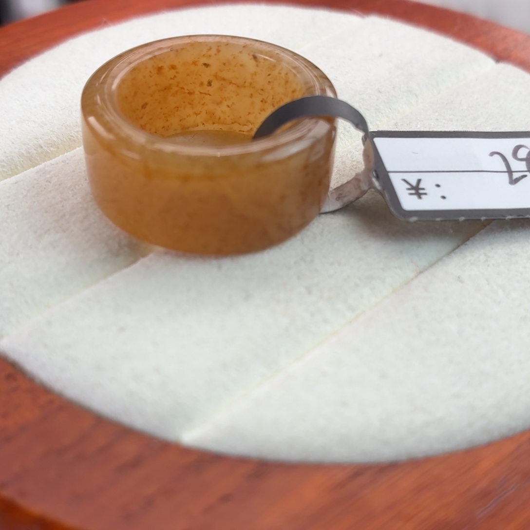 和田玉（糖玉）未镶嵌戒指r41桂花糖圆切17.2