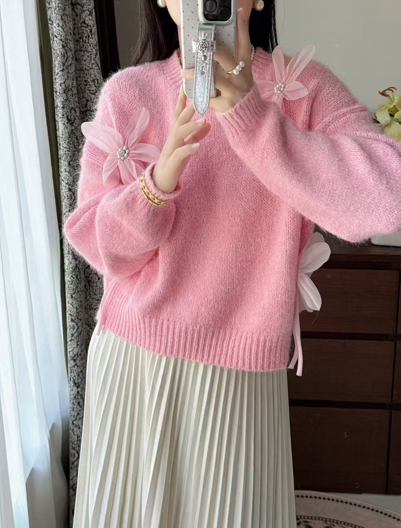 慵懒风ins网红上衣毛针织衫针织秋季女毛衣时尚百搭外穿