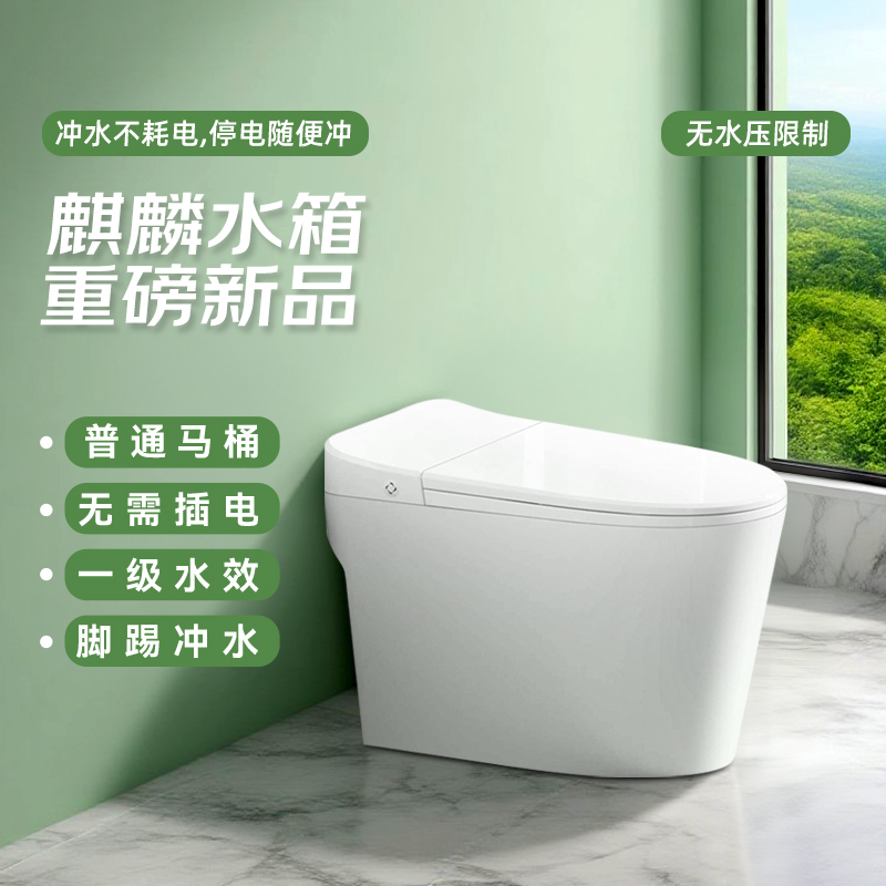 JEOMRW高颜值新款普通马桶家用马桶麒麟水箱冲水不用电
