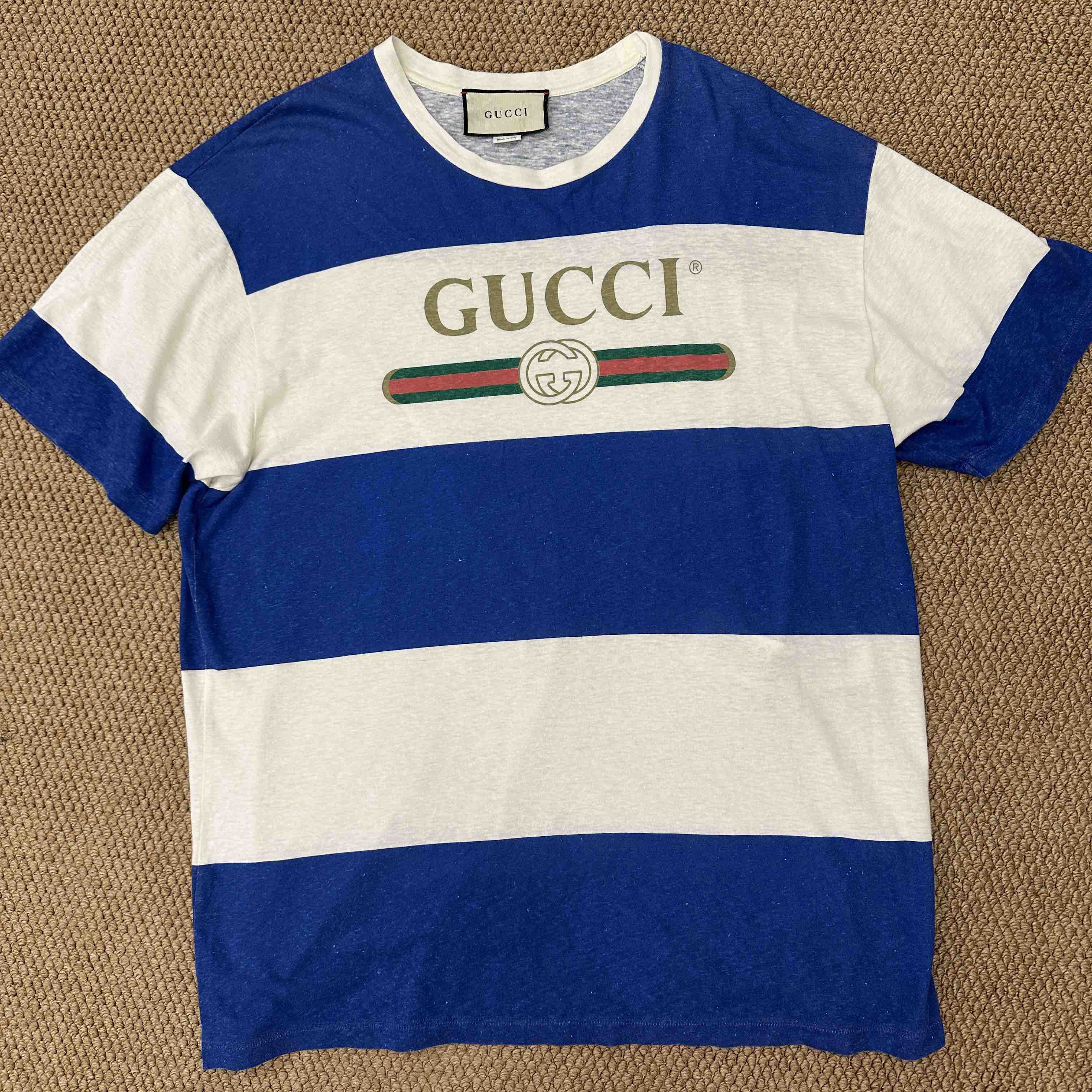 99新 GUCCI/古驰 XL码-棉麻套头t 【小鱼】#6461