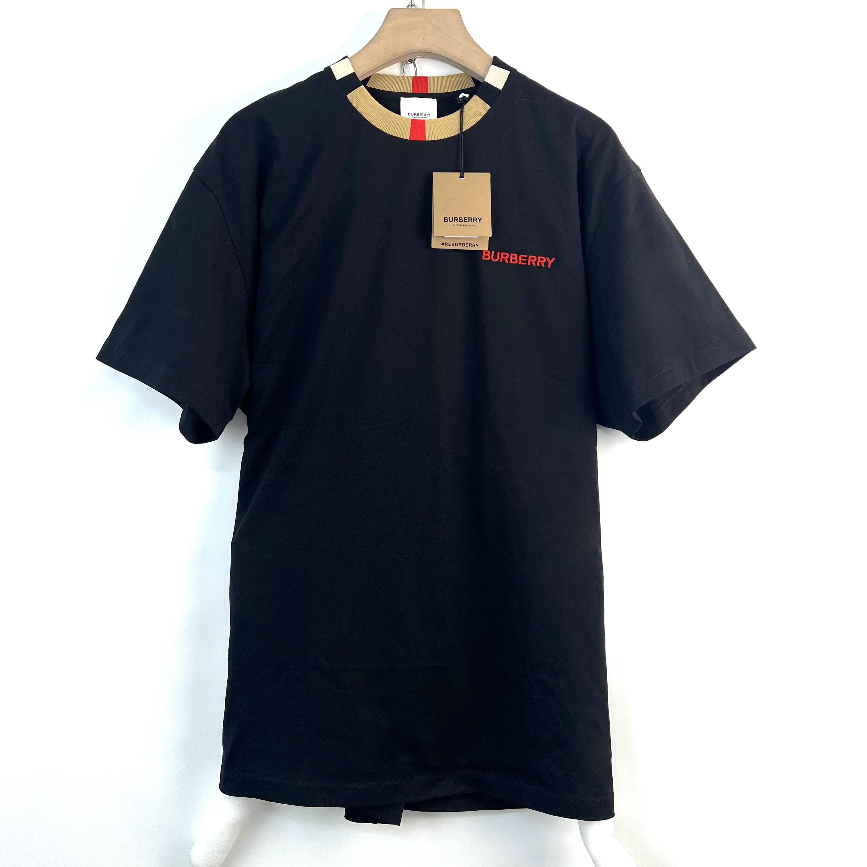 未使用 BURBERRY/博柏利 xl码/圆领刺绣logo短袖/带吊/编码0139