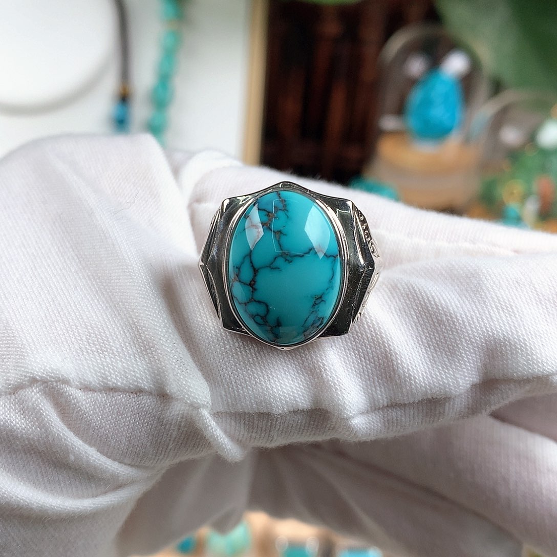 绿松石珠宝奇石银S925镶嵌