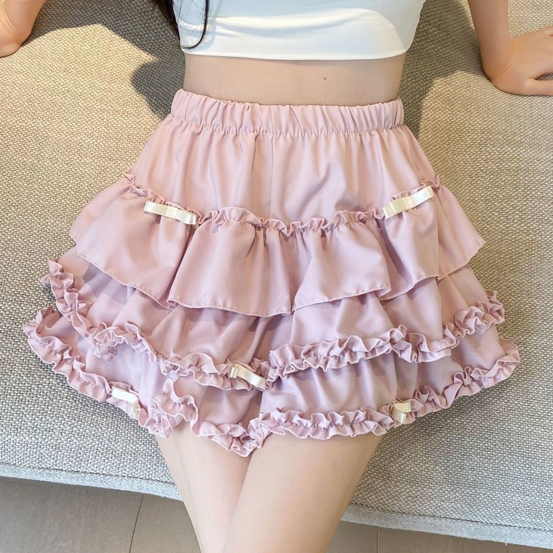 蛋糕蓬蓬裙杏色蝴蝶结设计，实物以直播间为准！！！