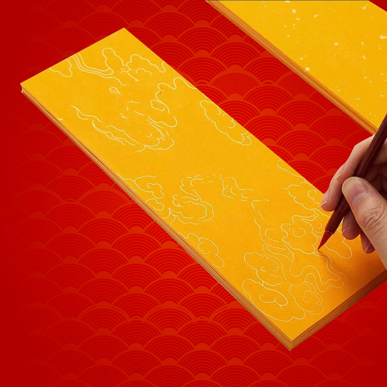 【喜礼樂枫】2026传统祝福黄色手绘画卡片