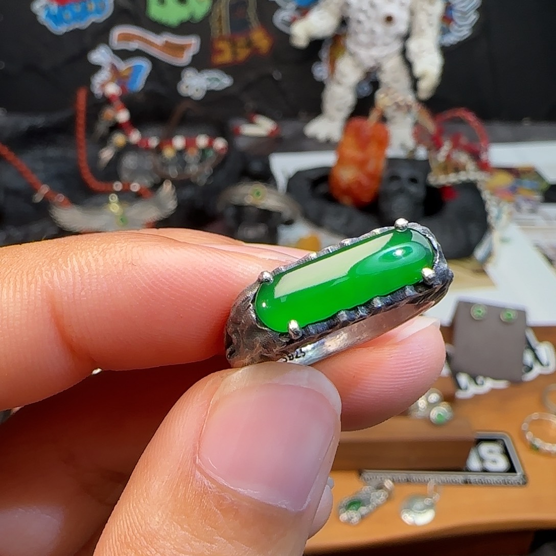 领****翡翠银S925镶嵌戒指