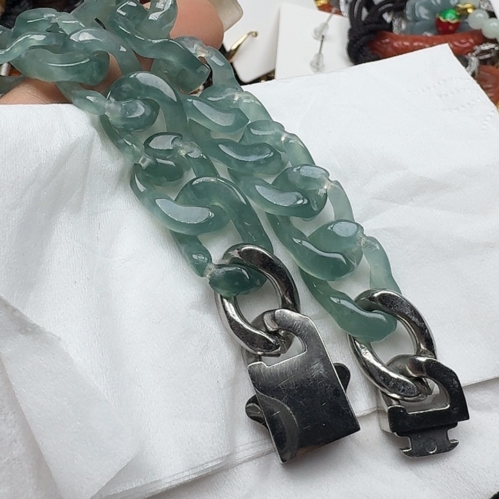 学***清翡翠未镶嵌项链翡翠