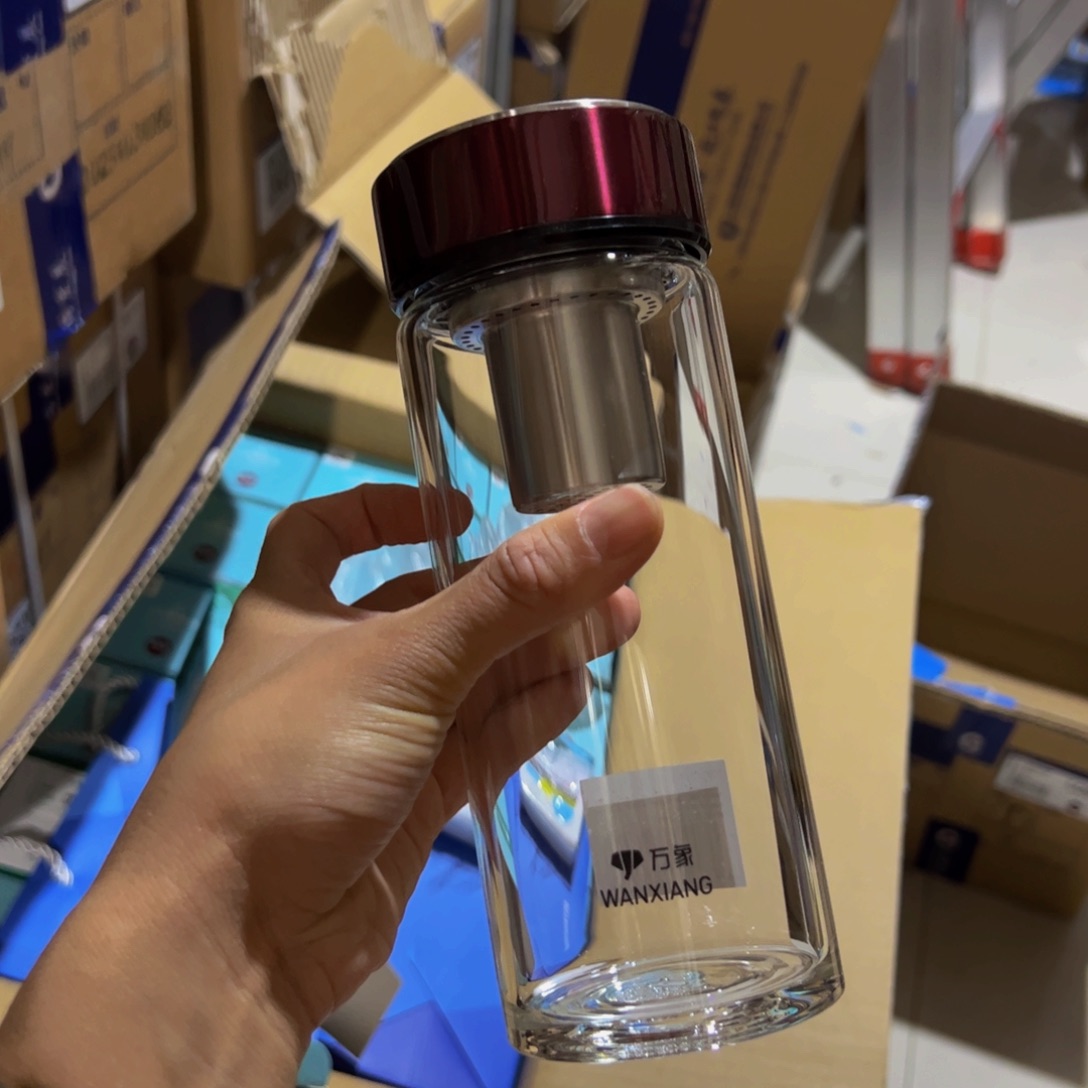 万象u266红色单层烫手玻璃杯560玻璃杯➕杯套