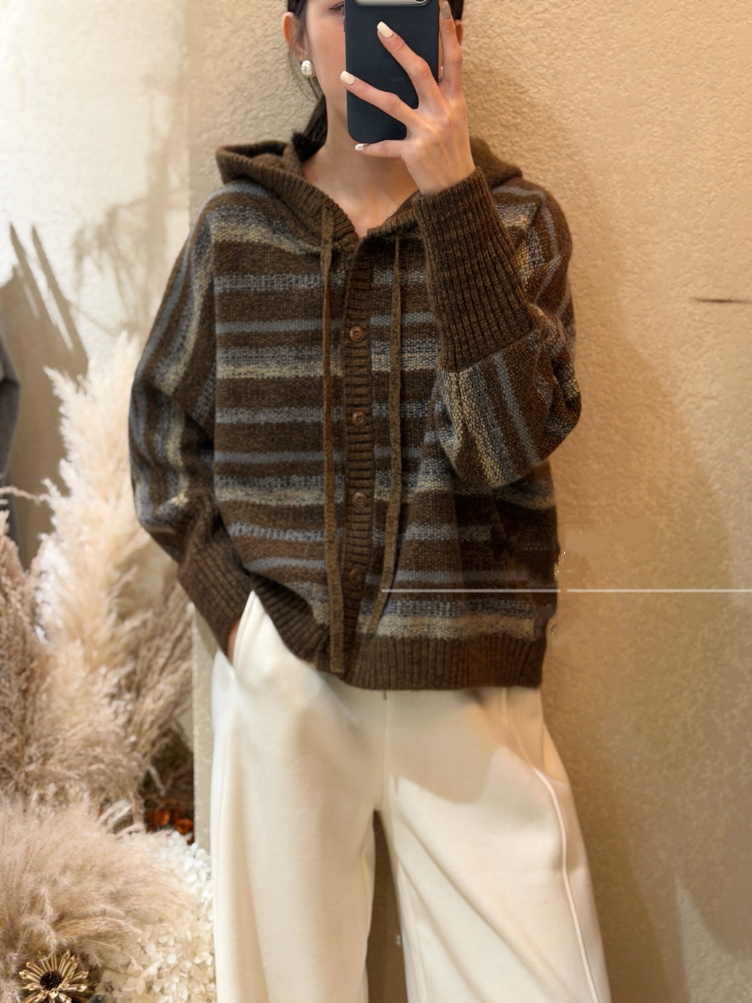 大娟25283冬季新款加厚毛衣潮流洋气连帽开衫女