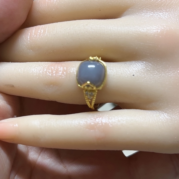 和田玉戒指银S925镶嵌