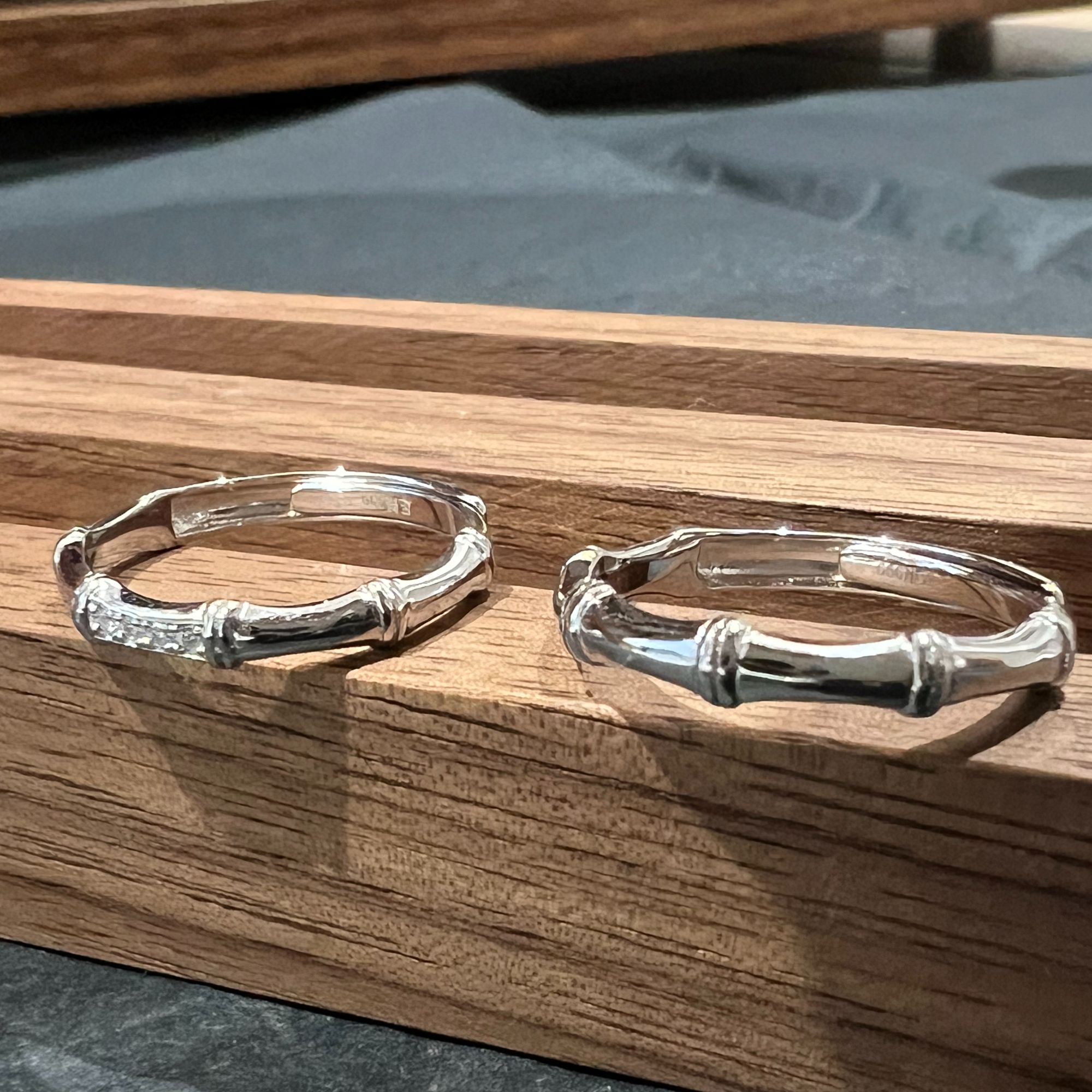 足银戒指 足银戒指  竹节情侣对戒