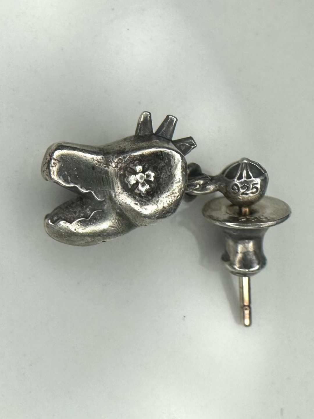99新 Chrome Hearts/克罗心 克罗心恐龙十字架耳钉 耳坠 99新