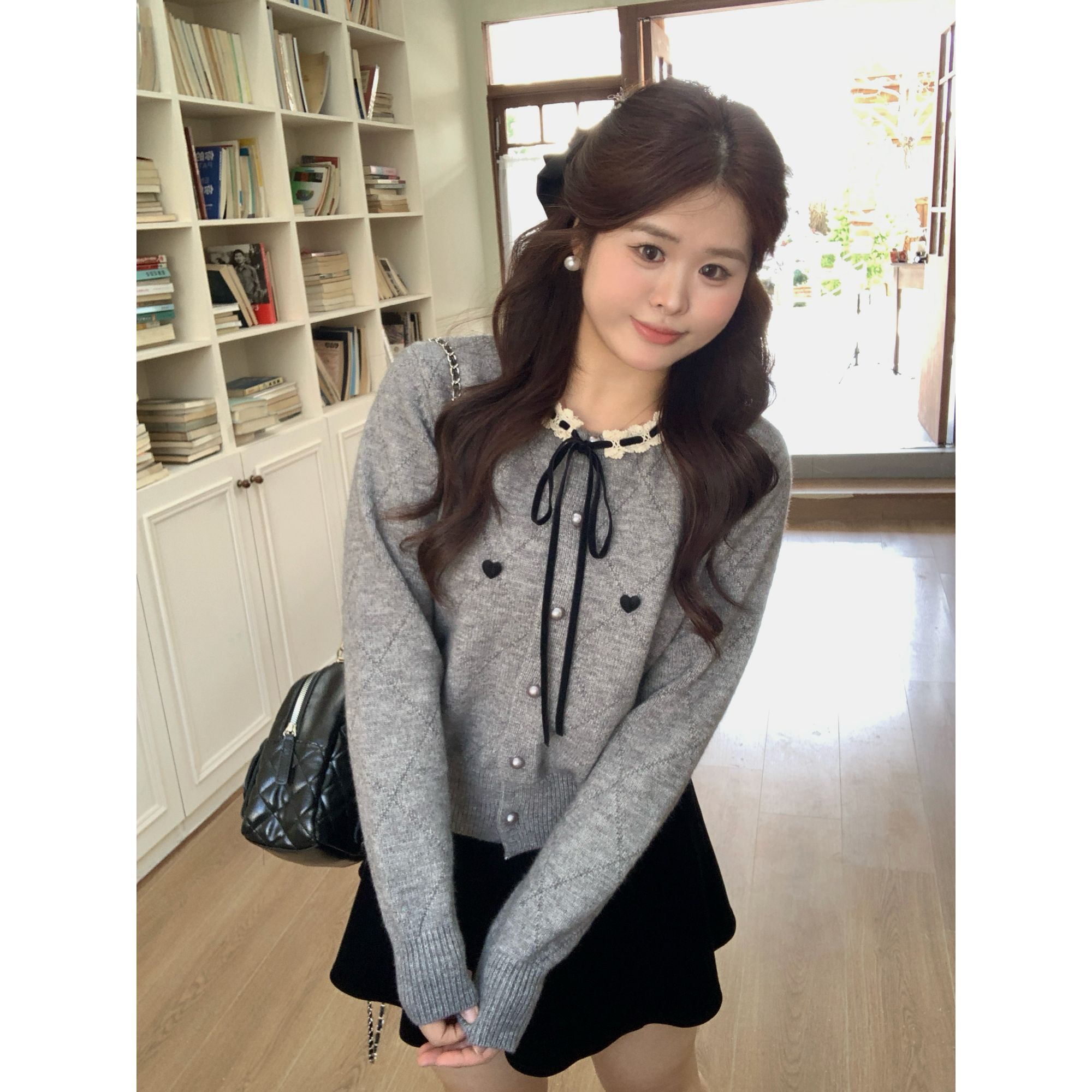 【安妮情书】大头婷微胖定制色针织内搭可外穿小爱心独特毛衣 M2037