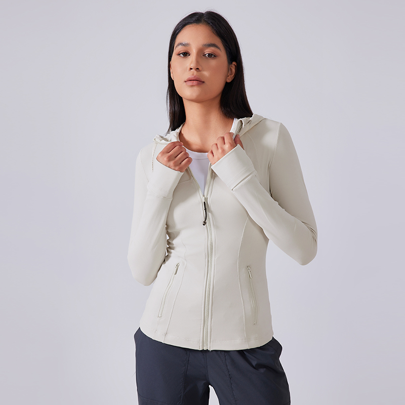 KUD瑜伽服外套女连帽抽绳夹克修身百搭显瘦跑步运动健身服DAW204