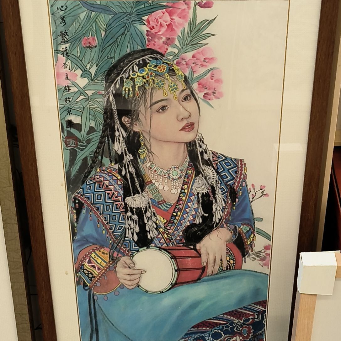 国画人物画作精品带框发2平尺