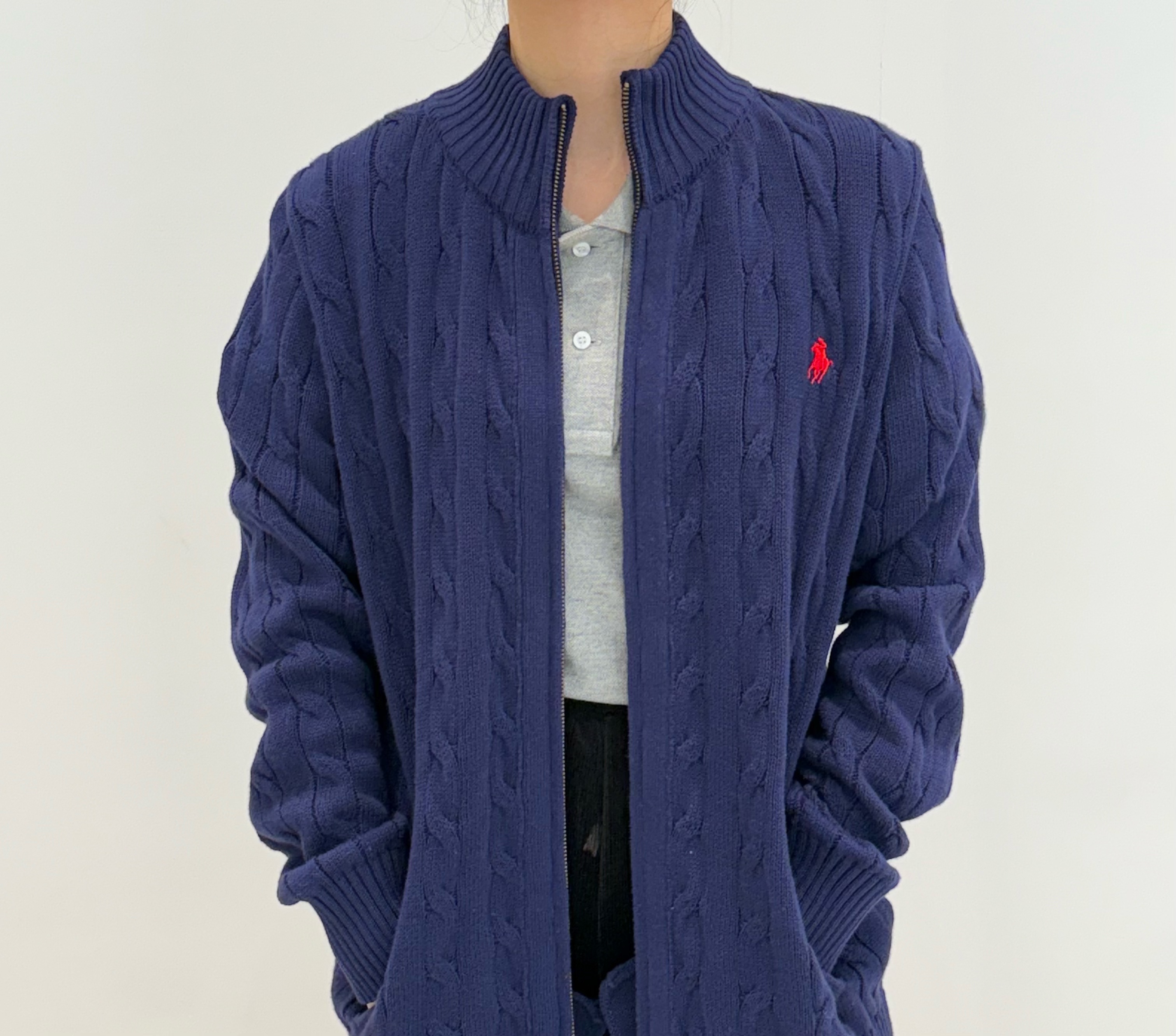 【铭总】 外套 开衫全拉链 高领针织长袖毛衣 老钱男女同款百搭秋冬