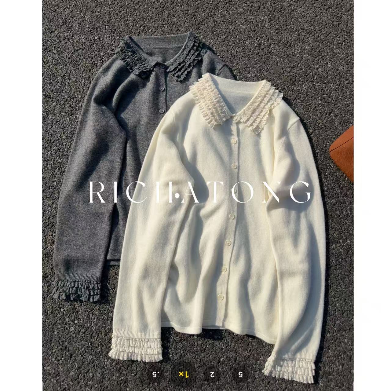 RICH ATONG.-【衬衫款】-2025 小翻领高品排扣高密开衫毛衣1229-09