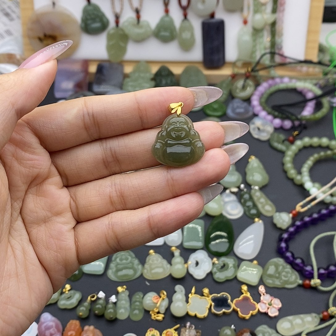 和田玉吊坠(不含链)银S925镶嵌