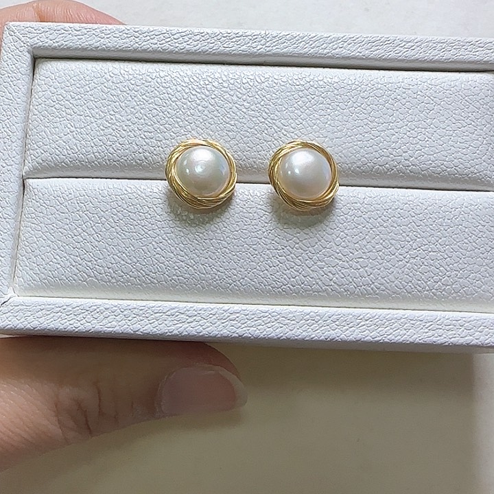 淡水珍珠耳饰合金
