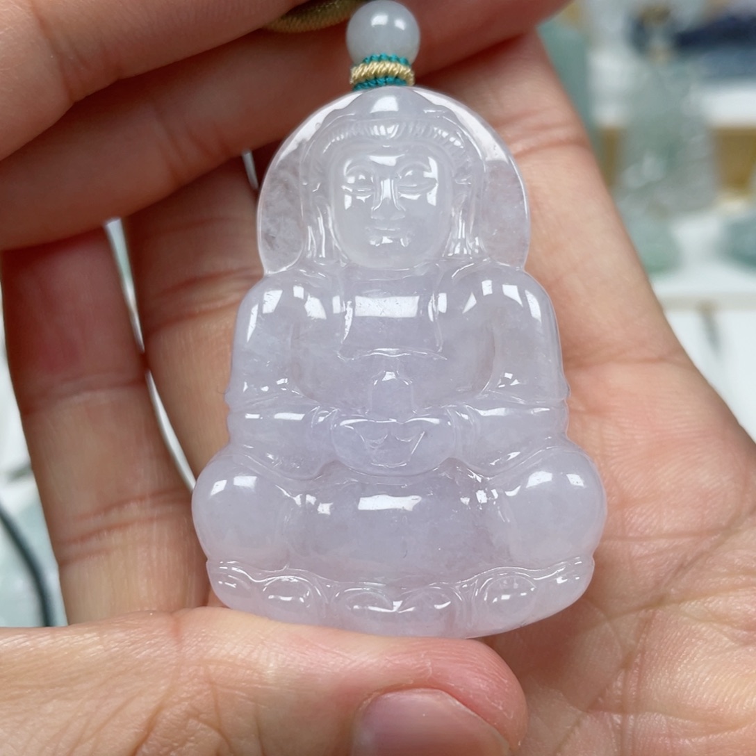 翡翠颈饰未镶嵌天然翡翠A货观音58号