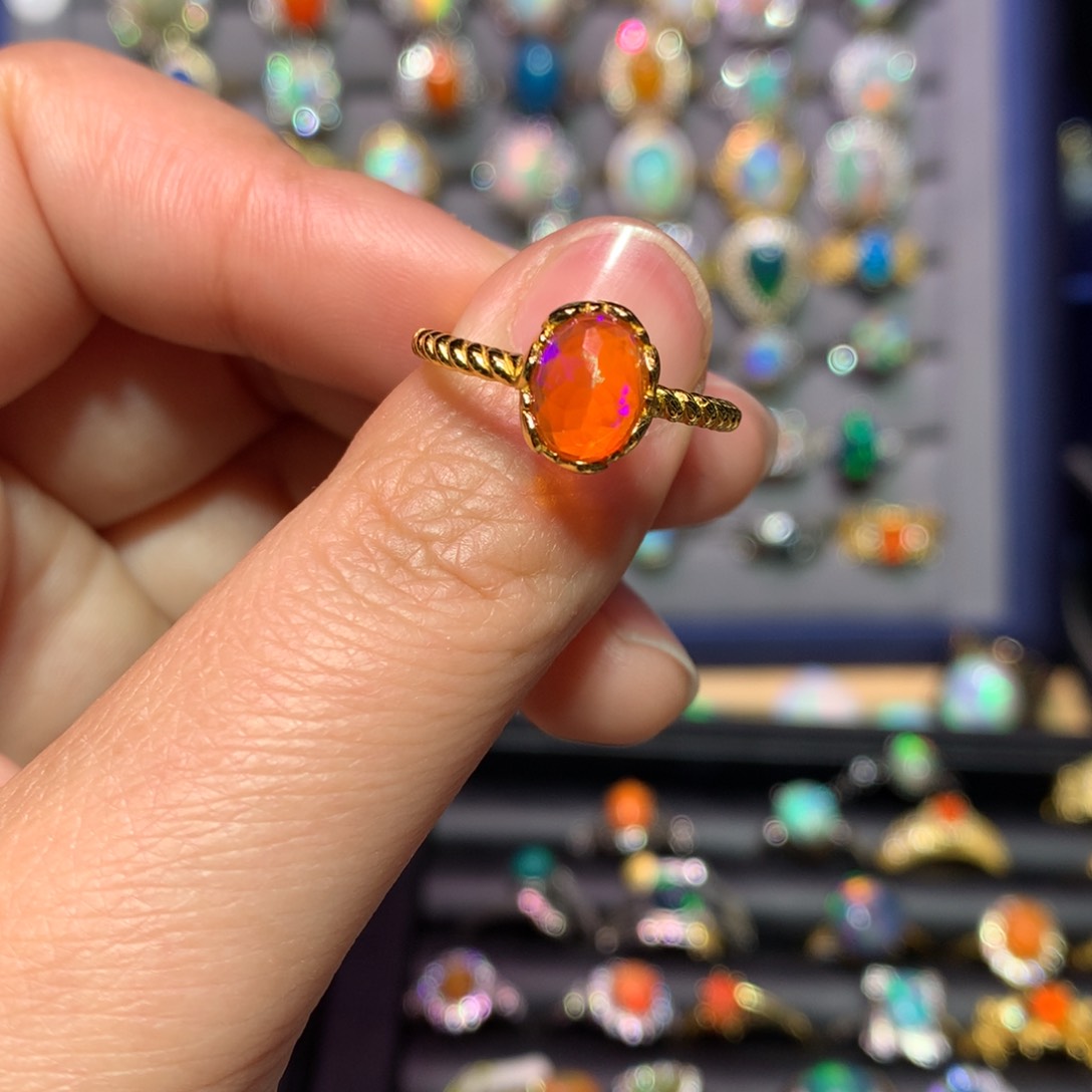 欧泊戒指款式银S925镶嵌