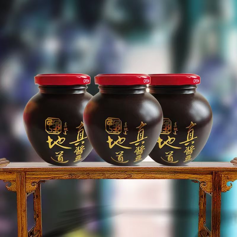 无品牌河南手工西瓜酱豆3罐900克礼盒装河南西瓜酱