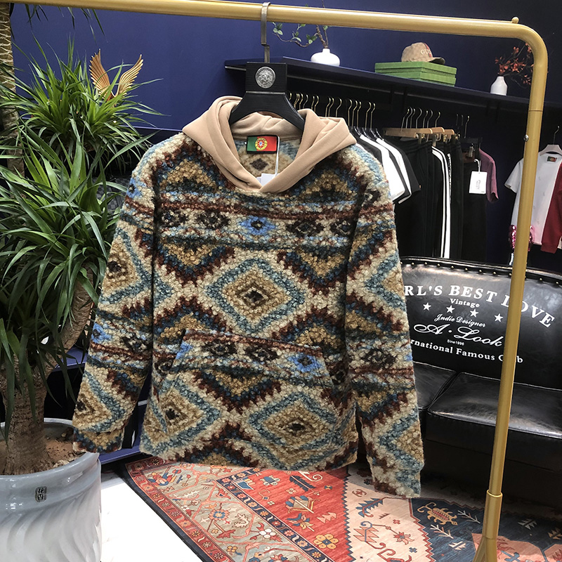 TS 373 冬季加厚磨毛复古民族风连帽卫衣