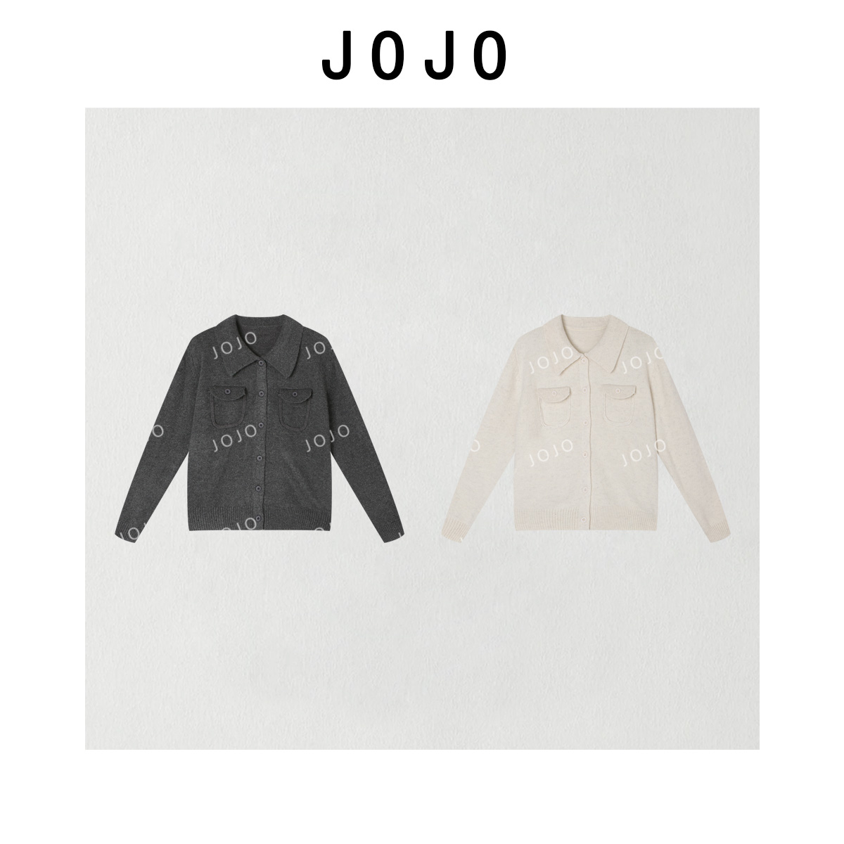 玖了个玖 2025冬款 极简百搭POLO领翻盖双口袋针织毛衣 2511C8499