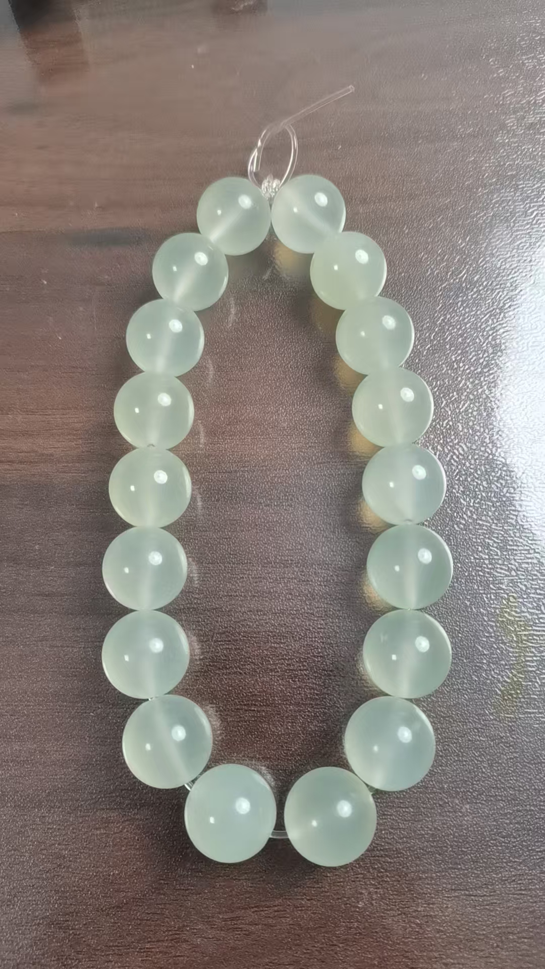 天然岫玉白冰料18颗手持珠（卡16）