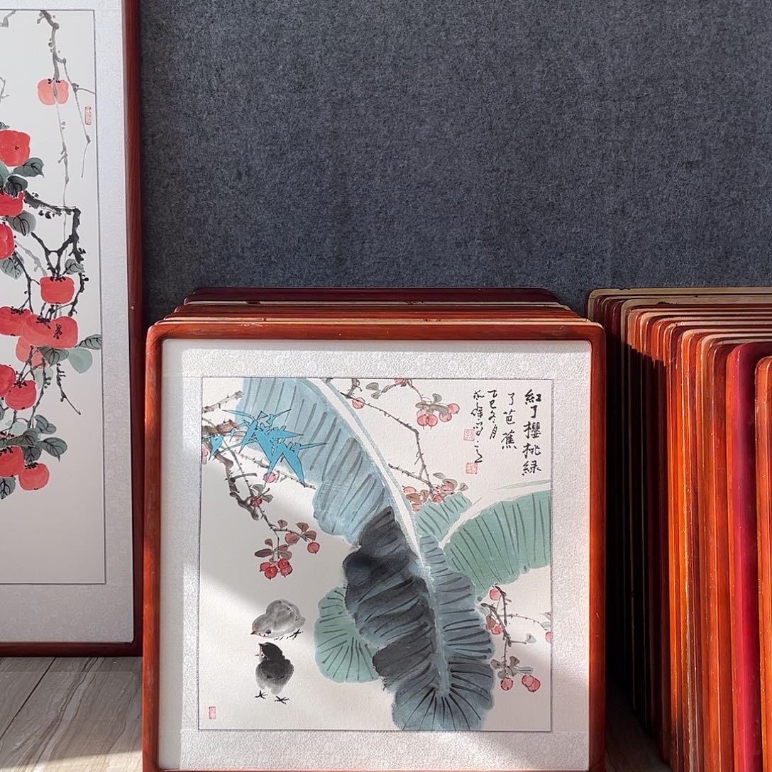 国画书画作品带框63×63