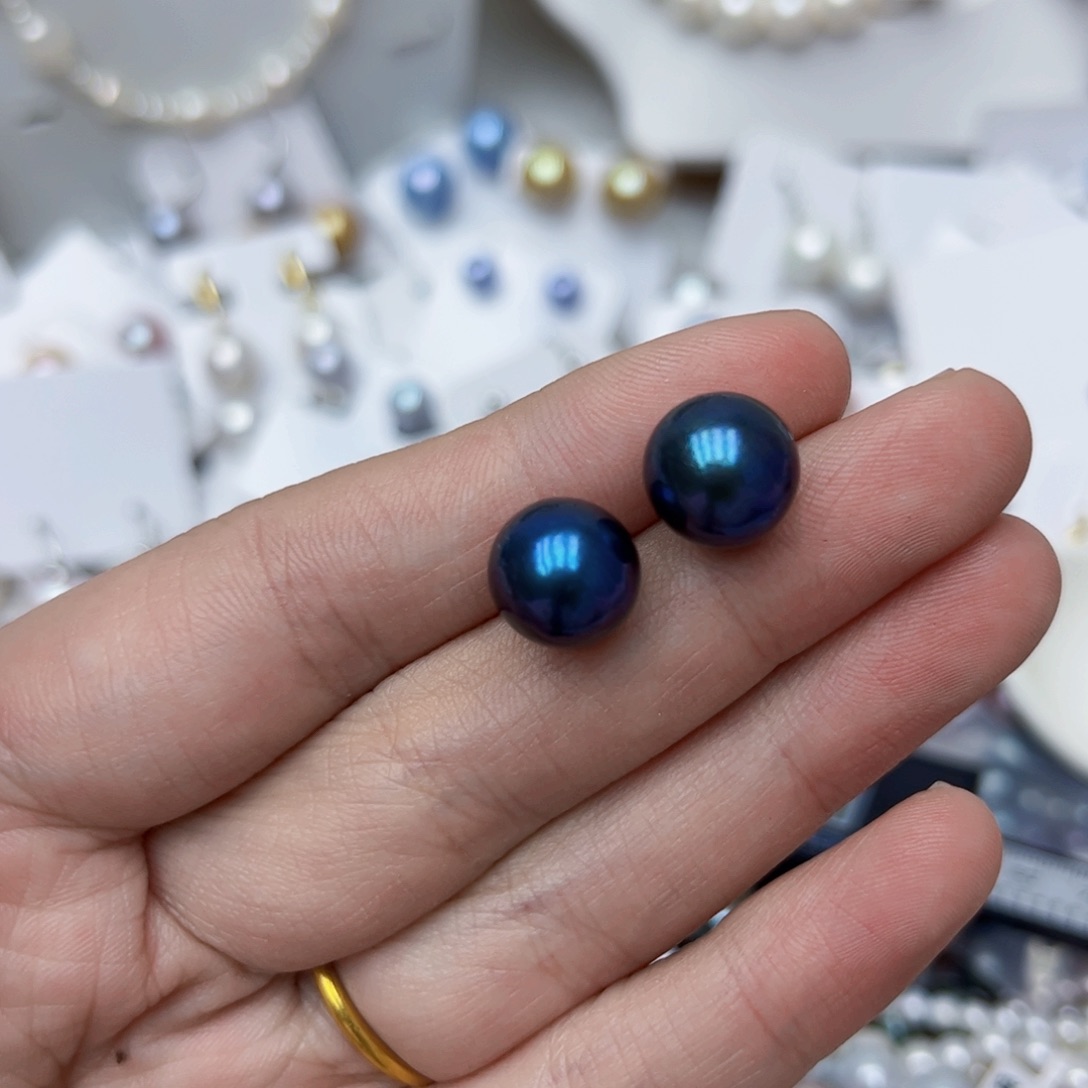 淡水珍珠耳饰银S925镶嵌