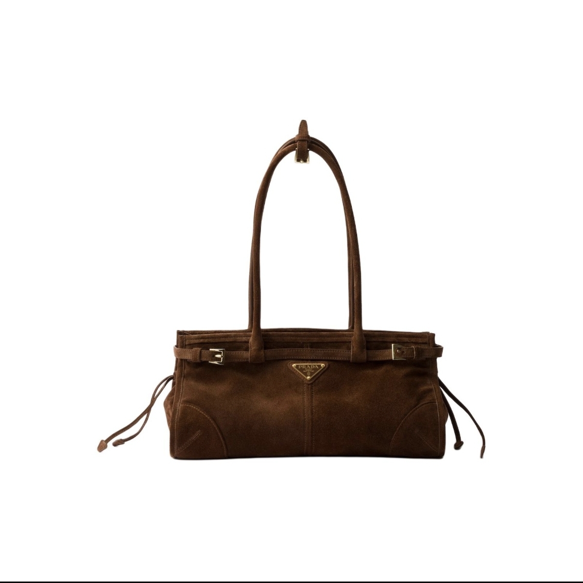 全新未使用 Prada/普拉达 小花柳 Soft Lux 中号 咖啡色包