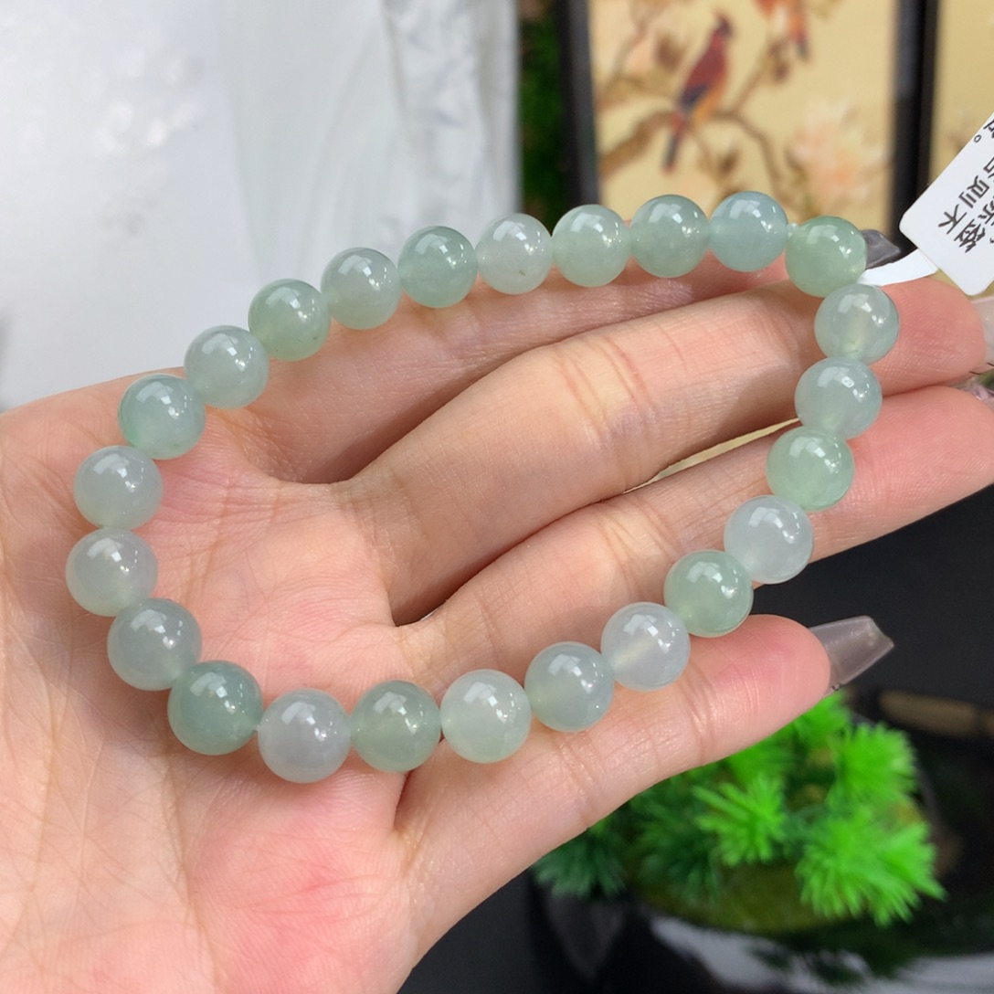 翡翠手链未镶嵌卡7.5冰胶晴手串