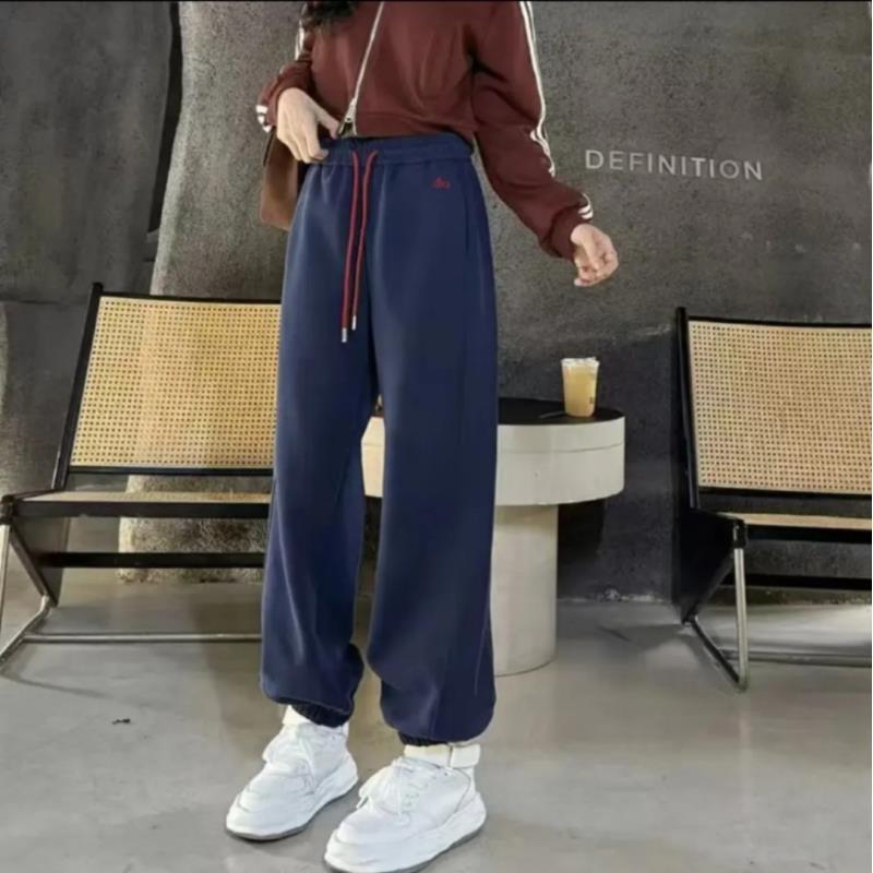 高腰显瘦字母刺绣束脚裤女秋款时尚百搭宽松卫裤小个子休闲裤长裤