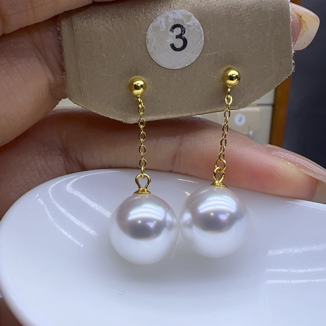 淡水珍珠银S925镶嵌耳饰