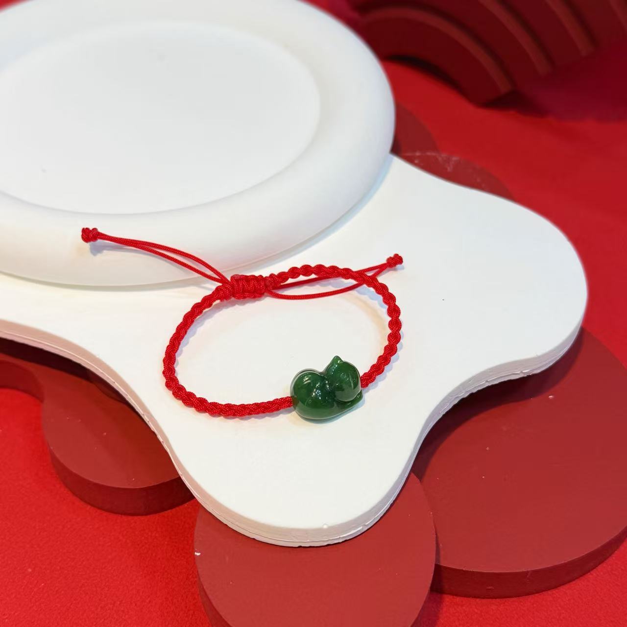 碧玉趴趴猫手绳红绳HNZ14821
