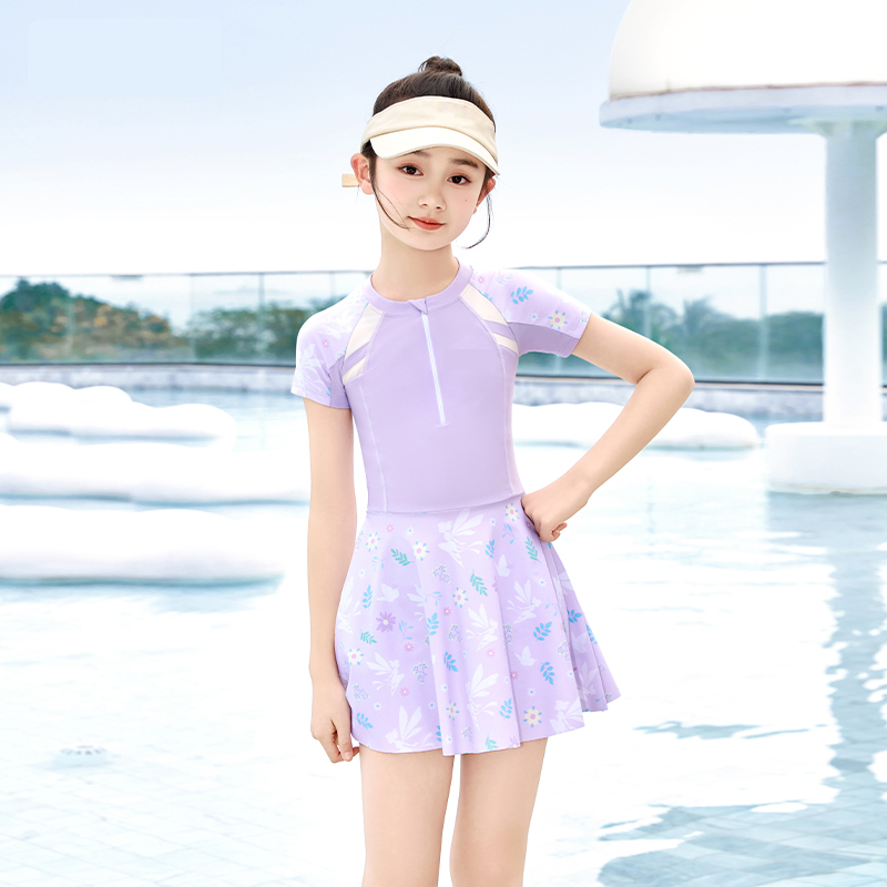 35337H1I儿童泳衣女童泳衣中大童女孩连体新款夏季宝宝防晒泳装