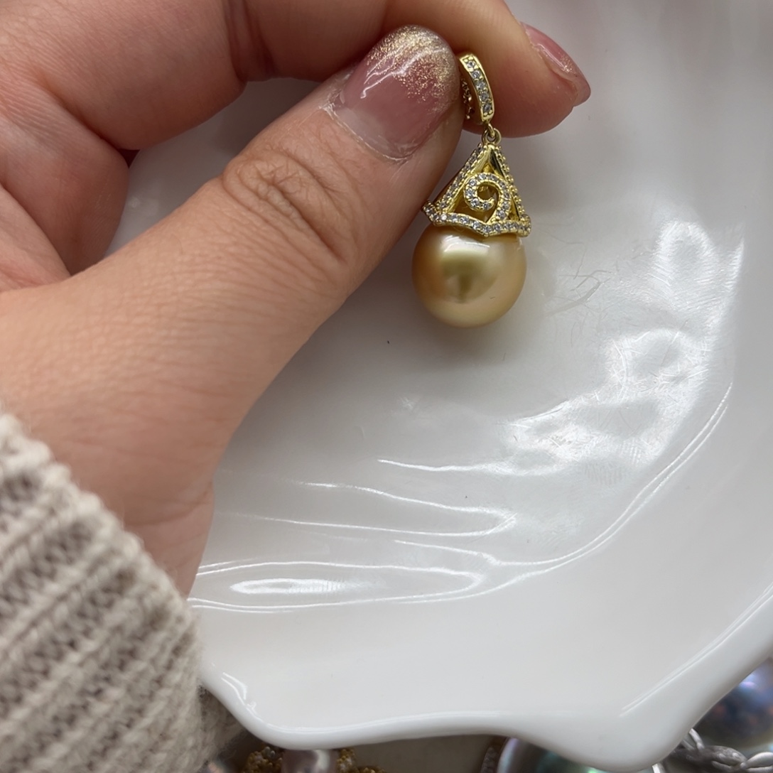 吊坠(不含链)海水珍珠银S925镶嵌