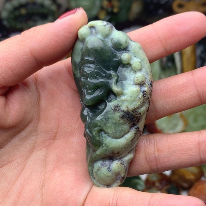 岫岩河磨玉（透闪石质玉）手把未镶嵌