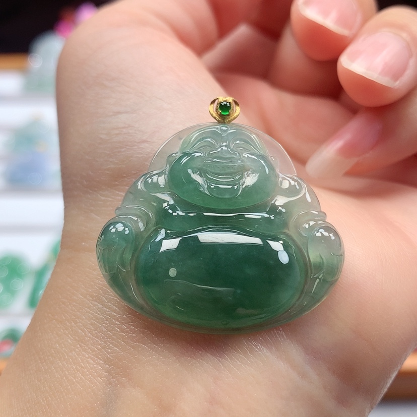 【闪购商品】翡翠吊坠(赠链)18K金镶嵌