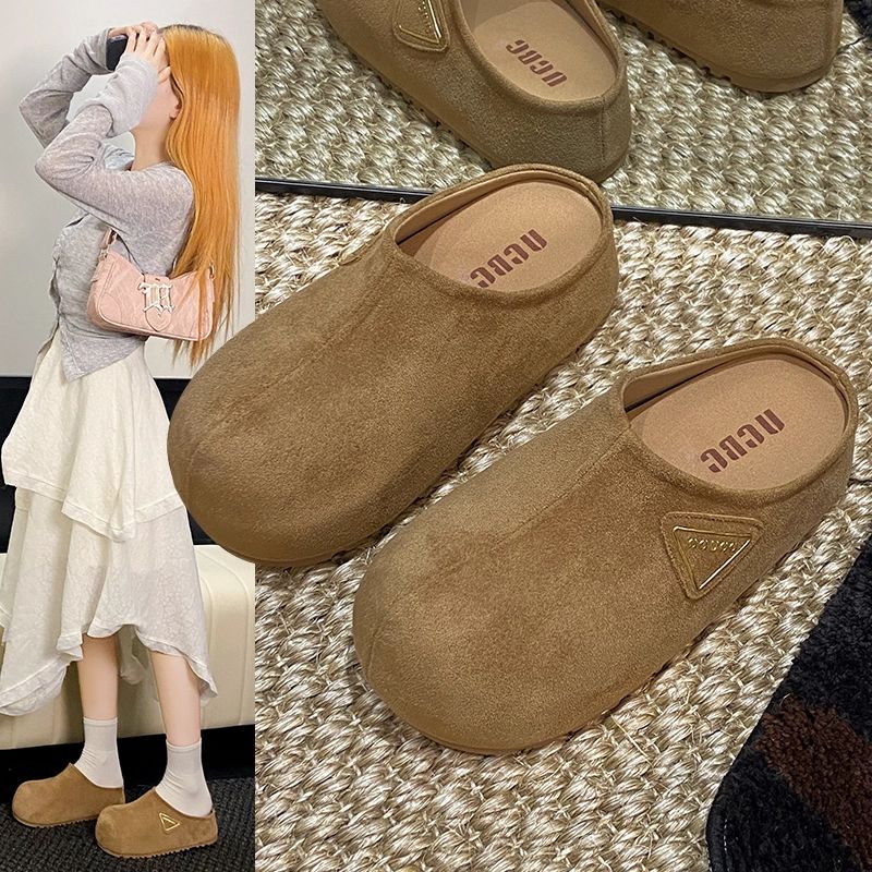 诺贝达【撤柜】增高厚底勃肯鞋女2025秋季新款外穿一脚蹬懒人包头丑