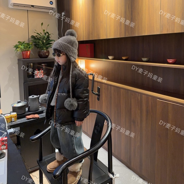 现货MZ.儿童冬季保暖90白鸭绒加厚保暖立领格子休闲羽绒服JN2075