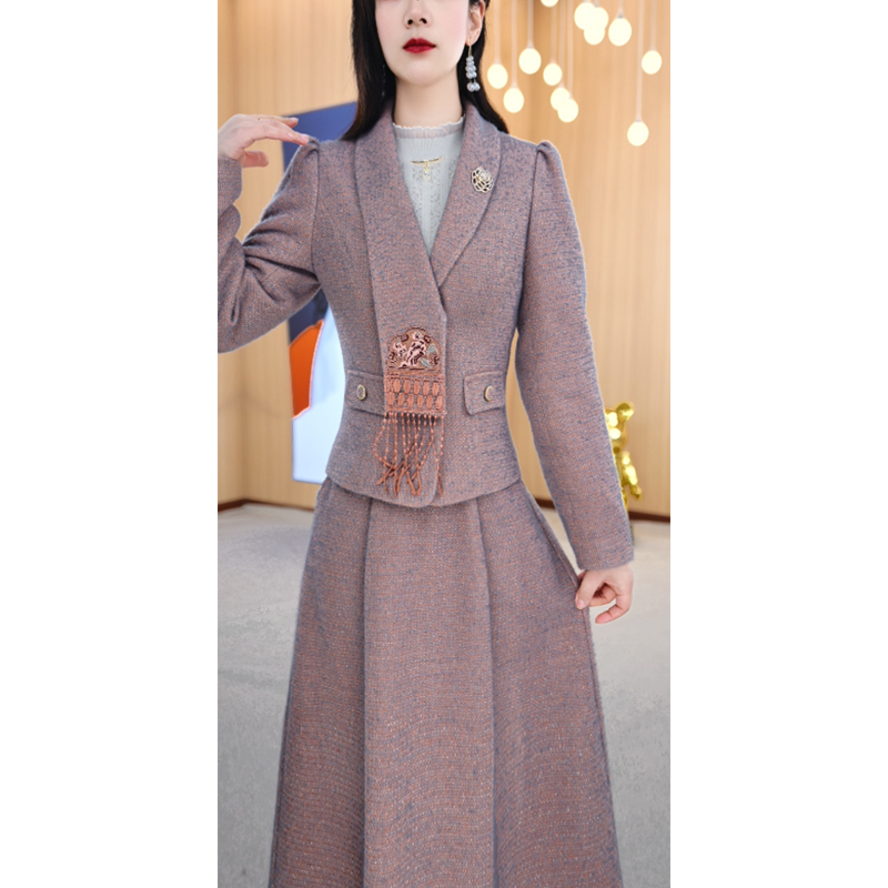 【两件套】冬季小个子显瘦气质两件套套裙M-4XL