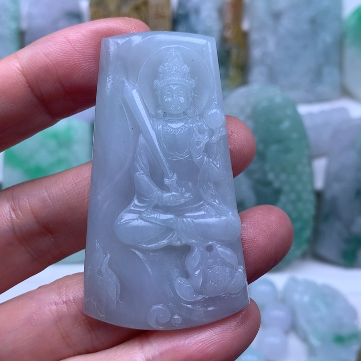 定制翡翠未镶嵌挂件文殊挂件