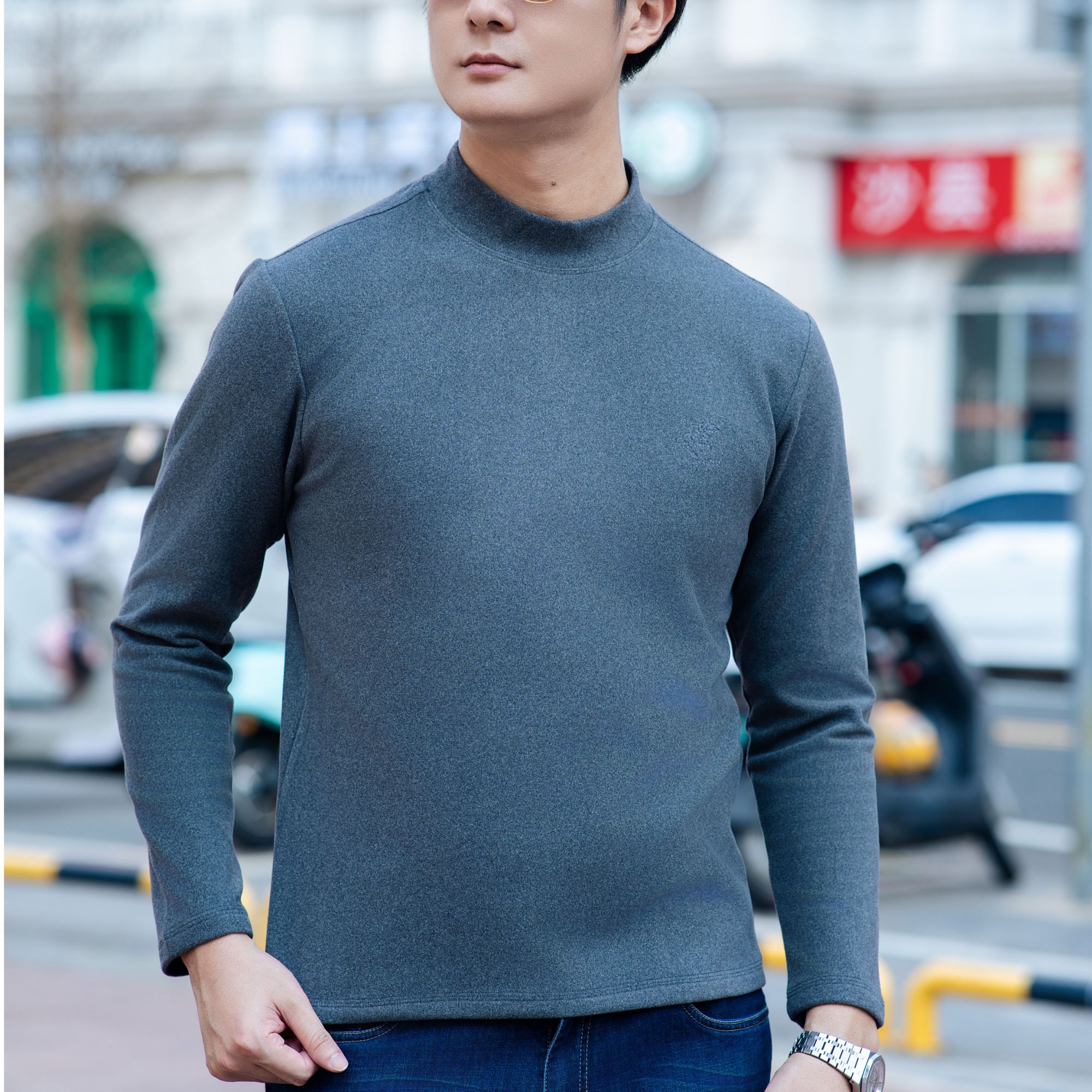 【德绒长T】4976柯雷斯保罗德绒高领双磨毛保暖长袖T