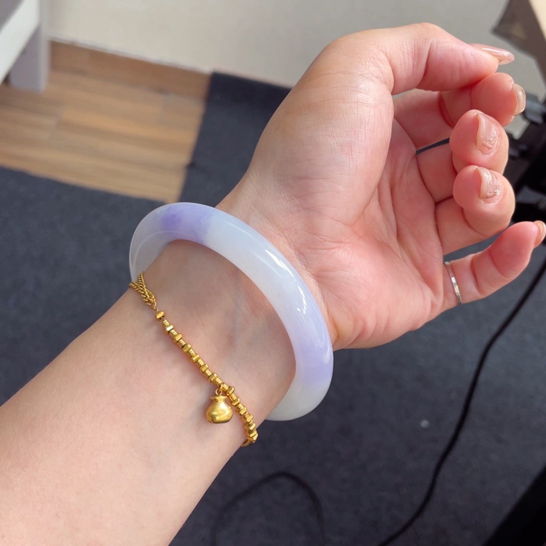 未镶嵌手镯翡翠13号胶底梦幻香芋紫圆条