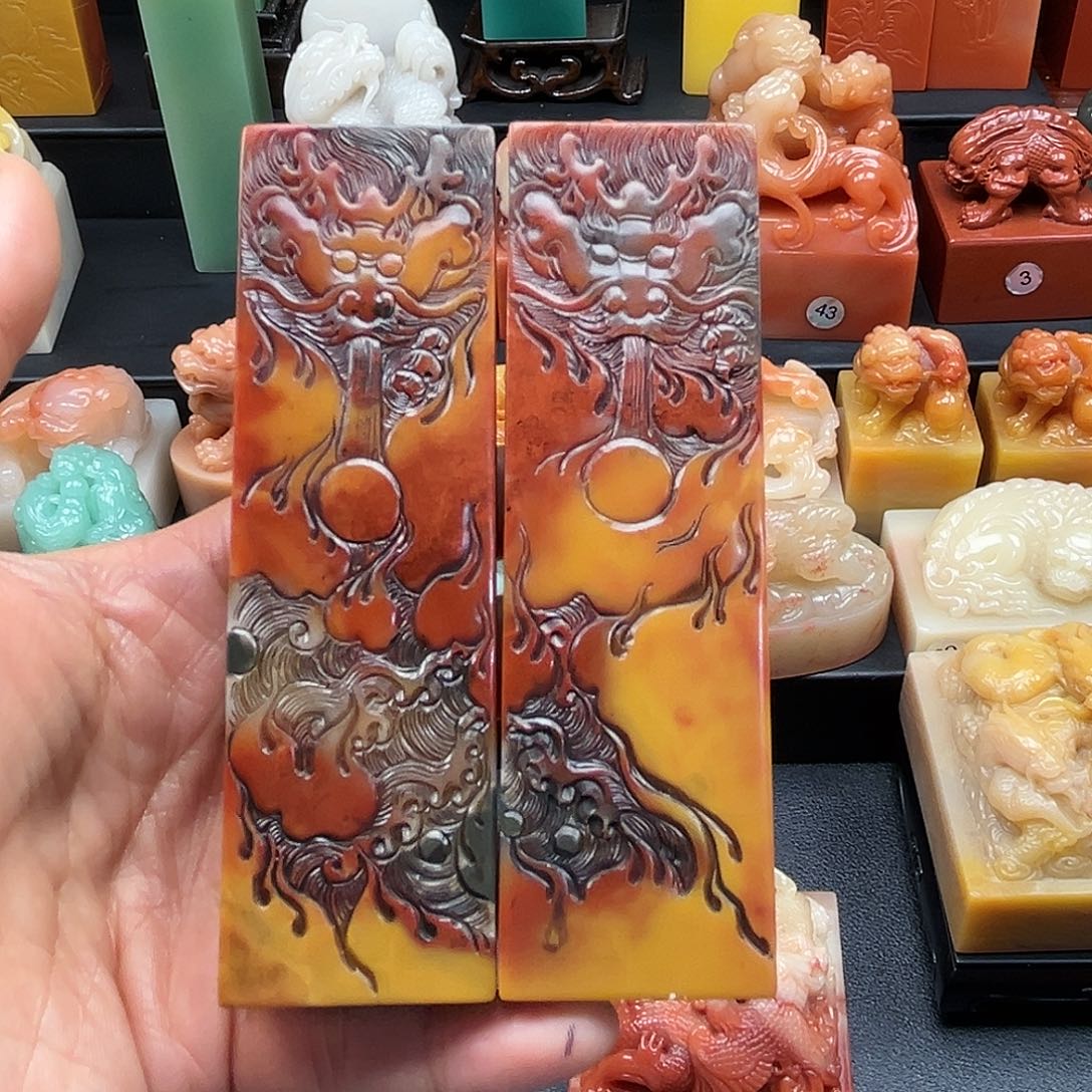 寿山石印石这么大个人都