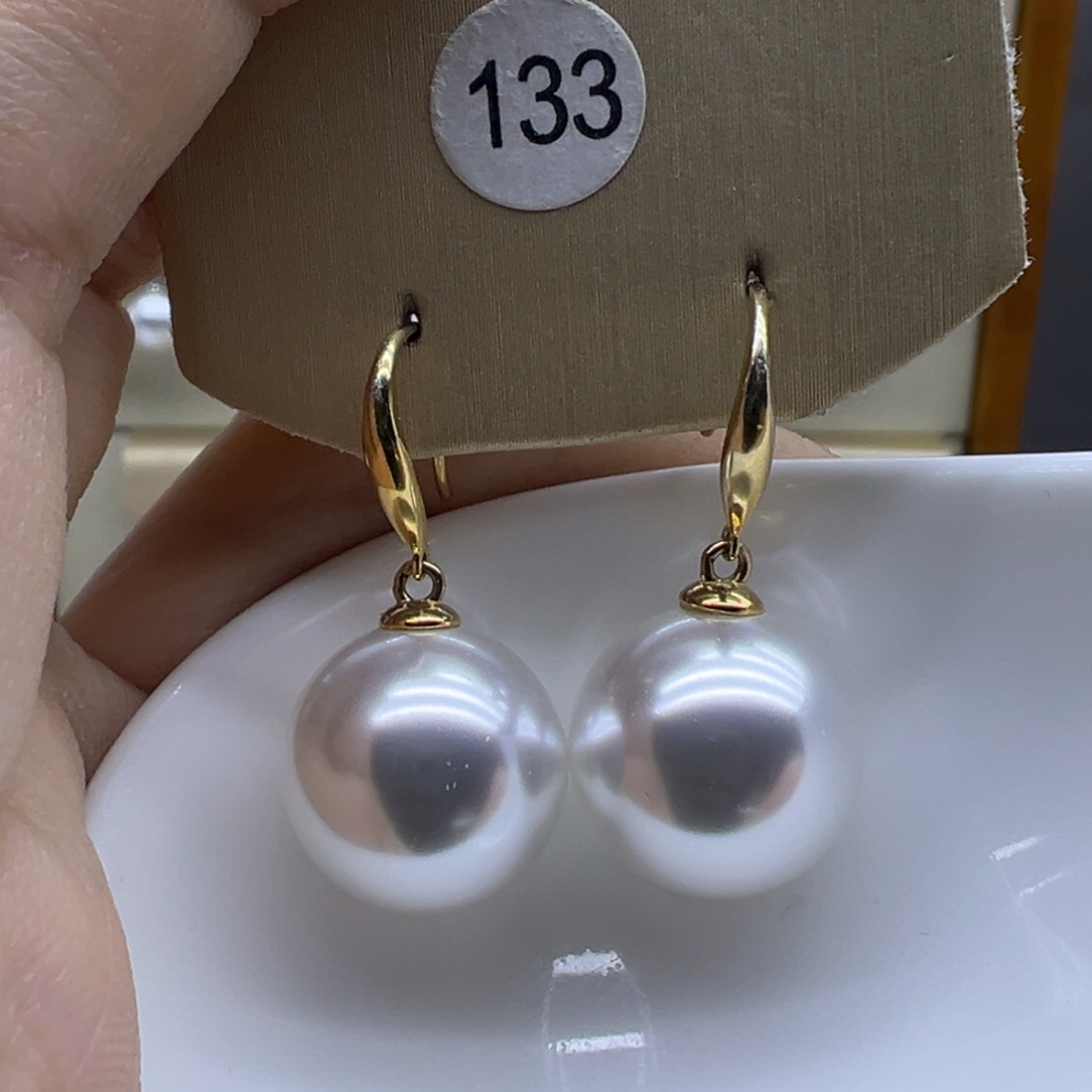 耳饰银S925镶嵌淡水珍珠